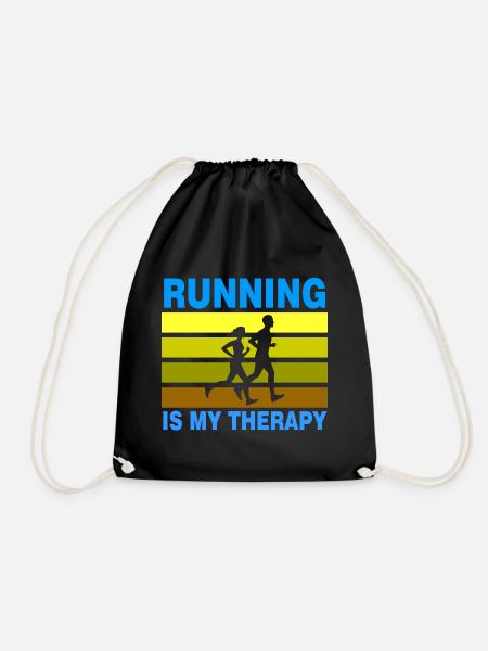 Running Is My Therapy - Drawstring Bag - black