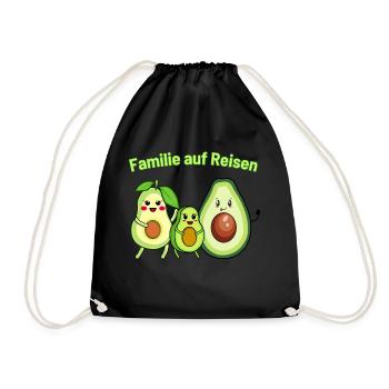 Avocado Familie auf Reisen - Turnbeutel - Schwarz - Vorne