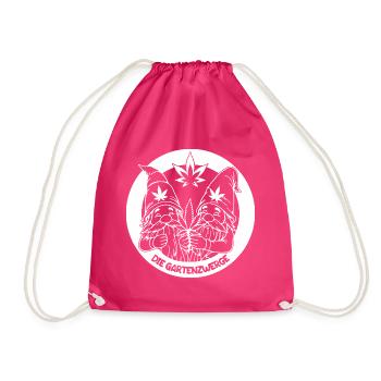 Kiffer Gartenzwerge mit Hanfblatt - Turnbeutel - Fuchsia - Vorne