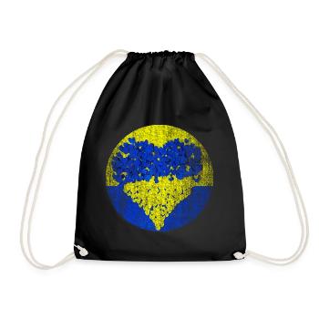Ukraine Frieden Russland Flagge Fahne Herz - Turnbeutel - Schwarz - Vorne
