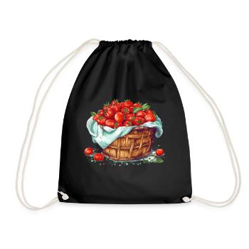A basket filled with tomatoes, transparent - Drawstring Bag - black - Front