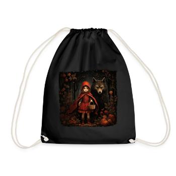 Little Red Riding Hood and the dear wolf - Drawstring Bag - black - Front