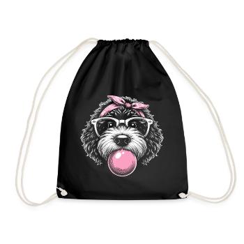 Bernedoodle Dog Chewing Gum - Drawstring Bag - black - Front
