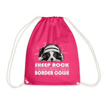 BORDER COLLIE SHEEP ROCK - Drawstring Bag - fuchsia - Front