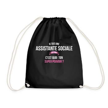 Assistante sociale super pouvoir femme - Sac de sport léger - noir - Devant