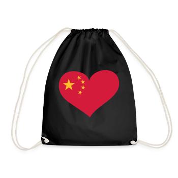 China Herz; Heart China - Turnbeutel - Schwarz - Vorne