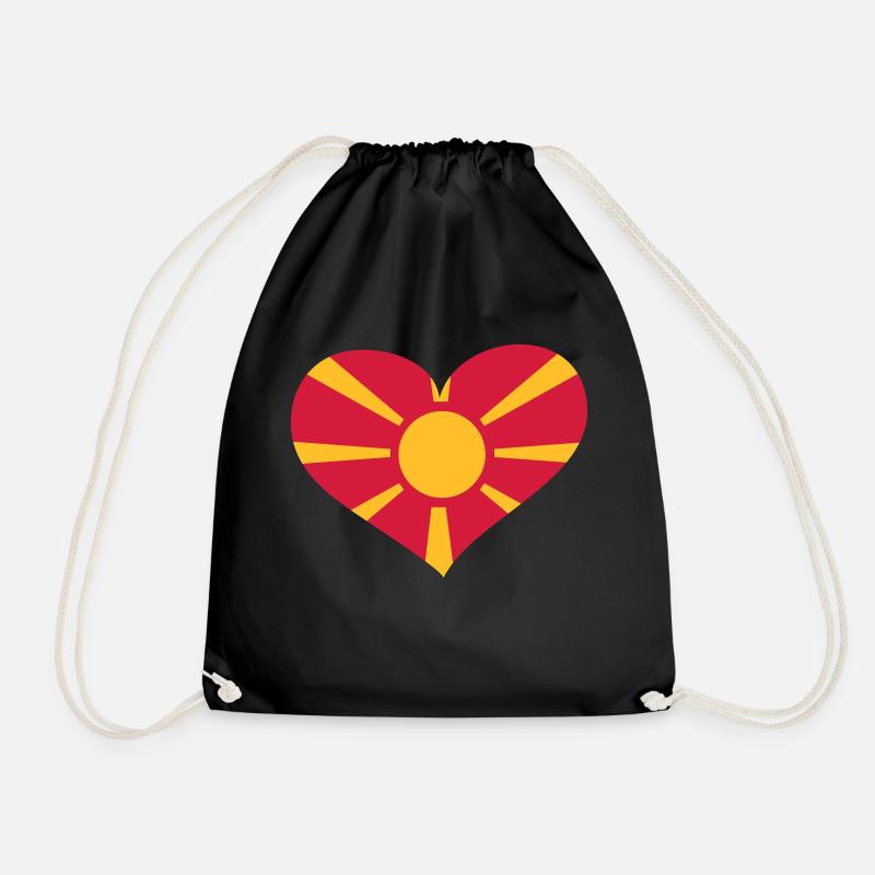 Mazedonien Herz; Heart Macedonia - Drawstring Bag - black