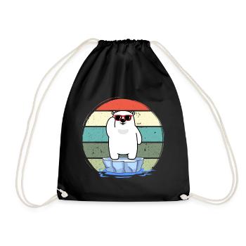 eisbader winterbader winterschwimmer eisbär retro - Drawstring Bag - black - Front