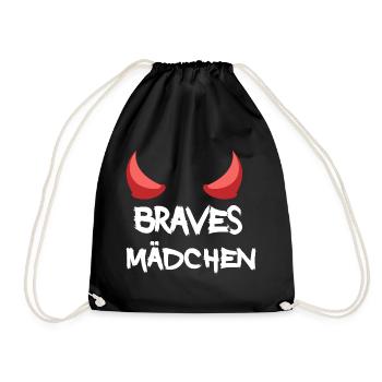 braves liebes mädchen kleiner teufel devil - Turnbeutel - Schwarz - Vorne