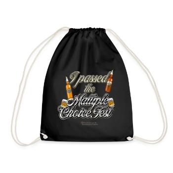 Malt Whiskey T Shirt Spruch Maltiple Choice - Drawstring Bag - black - Front
