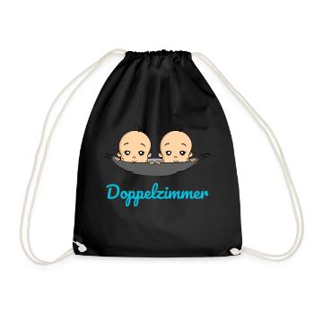 Doppelzimmer Baby Zwillinge Schwangerschaft - Turnbeutel - Schwarz - Vorne