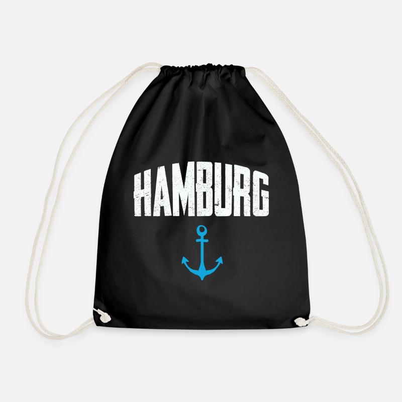 Hamburg, Anker, Hafen, Perle - Turnbeutel - Schwarz