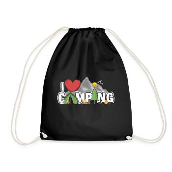 I love Camping - Camper Outdoor Geschenk Natur - Turnbeutel - Schwarz - Vorne