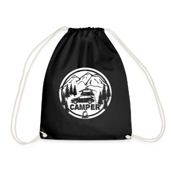 Dachzelt CAMPER - Camping Dachzelten GEschenk - Turnbeutel - Schwarz - Vorne