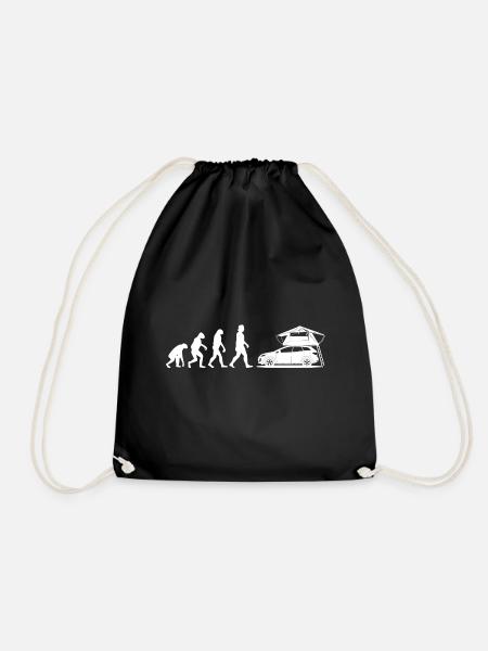 Evolution mit DACHZELT - Geschenk für Camper - Turnbeutel - Schwarz