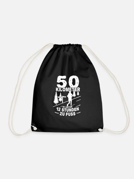 50 km Marsch Wanderung Wanderer Geschenk Finisher - Turnbeutel - Schwarz