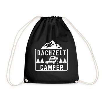 Dachzelt Camper - Geschenk für alle Camper - Turnbeutel - Schwarz - Vorne