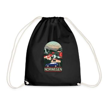 Tente de toit voyage Norvège cadeau camping vacances - Sac de sport léger - noir - Devant