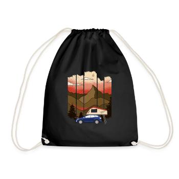 Roof tent Camper | Nature & sunset gift - Drawstring Bag - black - Front