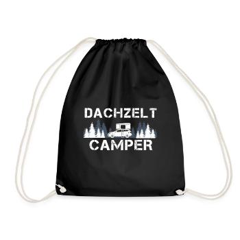 Dachzelt Camper Naturliebhaber Geschenk - Turnbeutel - Schwarz - Vorne