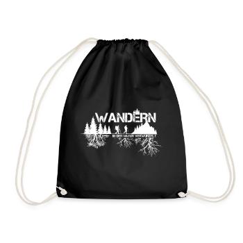 WANDERN | Geschenk für Wanderer - Turnbeutel - Schwarz - Vorne