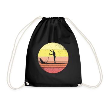 SUP with Dog Paddle Sport Stand Up Paddling - Drawstring Bag - black - Front