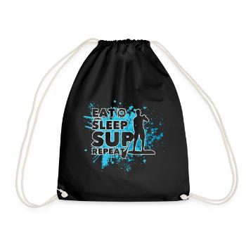 Eat. Sleep. Sup. Repeat Gift Stand Up Paddler - Drawstring Bag - black - Front