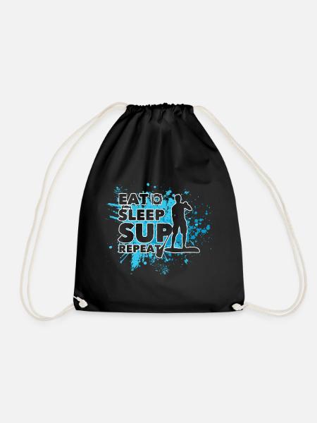 Eat. Sleep. SUP. Repeat Geschenk Stand Up Paddler - Turnbeutel - Schwarz