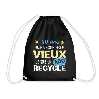 40 ans anniversaire papa fête des pères humour - Sac de sport léger - noir - Devant