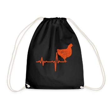 Gift heartbeat chicken cock - Drawstring Bag - black - Front