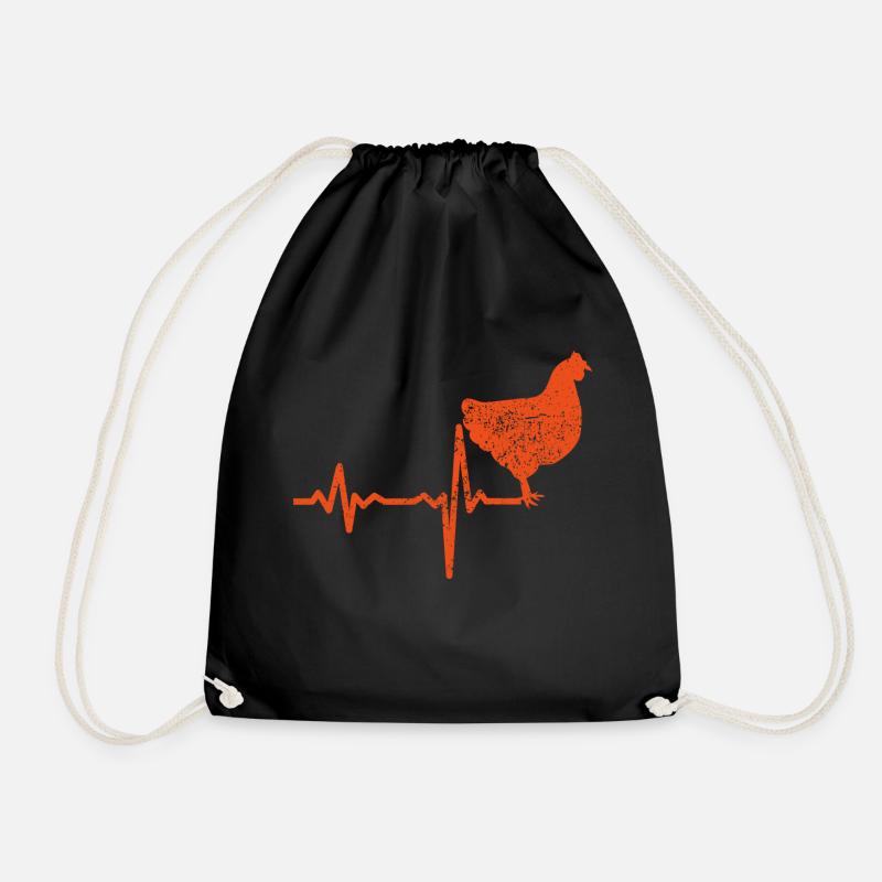 Geschenk Heartbeat Huhn Hahn - Turnbeutel - Schwarz
