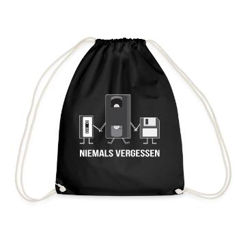 90er T-Shirt 2018 - Neunziger Motiv Retro - Turnbeutel - Schwarz - Vorne