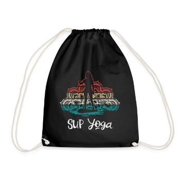 SUP Yoga Shirt Damen - Stand Up Paddling T-Shirt - Turnbeutel - Schwarz - Vorne
