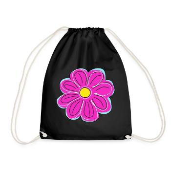 Blume gezeichnet - nur eine grosse Blüte - Turnbeutel - Schwarz - Vorne