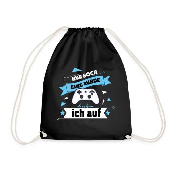Nur noch eine Runde lustiger Gaming Spruch - Turnbeutel - Schwarz - Vorne