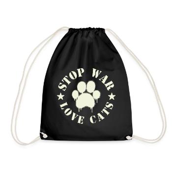 Stop War Love Cats - Drawstring Bag - black - Front
