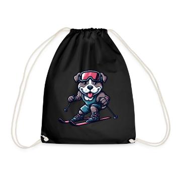 Pitbull Skieur Chien Sports d’hiver Plaisir d’hiver - Sac de sport léger - noir - Devant