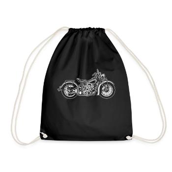 Chopper / Bobber Motorcycle 03_white - Drawstring Bag - black - Front