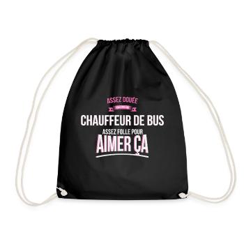 Chauffeur de bus douée folle cadeau femme - Sac de sport léger - noir - Devant