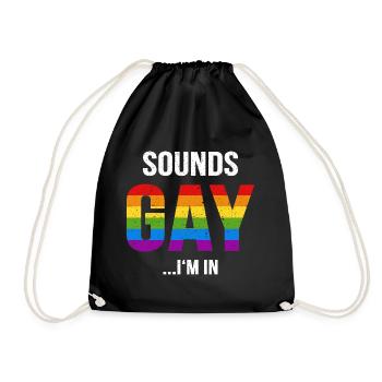 GAY Pride Homo Gay rainbow funny gift - Drawstring Bag - black - Front
