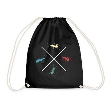 ant ant friends colorful ant colony - Drawstring Bag - black - Front