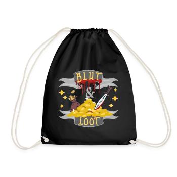 Blut & Loot - RPG Rollenspiel Gamer Fantasy Cool - Turnbeutel - Schwarz - Vorne
