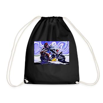 Full Speed On Two Wheels color - Drawstring Bag - black - Front