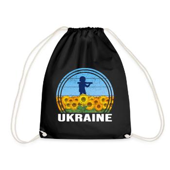 UKRAINE Soldat SONNENBLUME slava ukraini HELD - Turnbeutel - Schwarz - Vorne