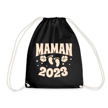 Grossesse Femme Enceinte - Future Maman 2023 - Sac de sport léger - noir - Devant