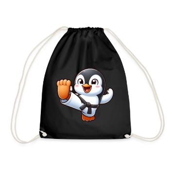 Pinguin Karate Kampfsport Kampfkunst - Turnbeutel - Schwarz - Vorne