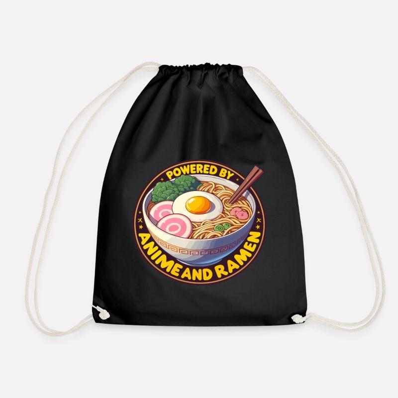 Powered By Anime And Ramen - Turnbeutel - Schwarz