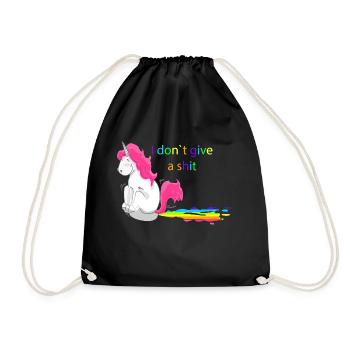 Unicorn Einhorn i don't give a shit - Turnbeutel - Schwarz - Vorne