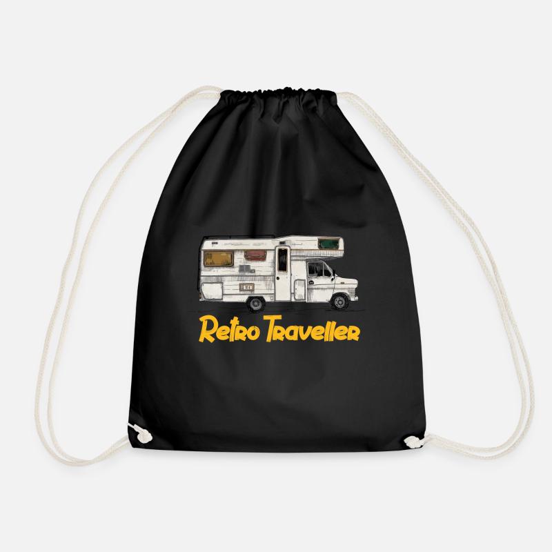Retro Reisender - Turnbeutel - Schwarz