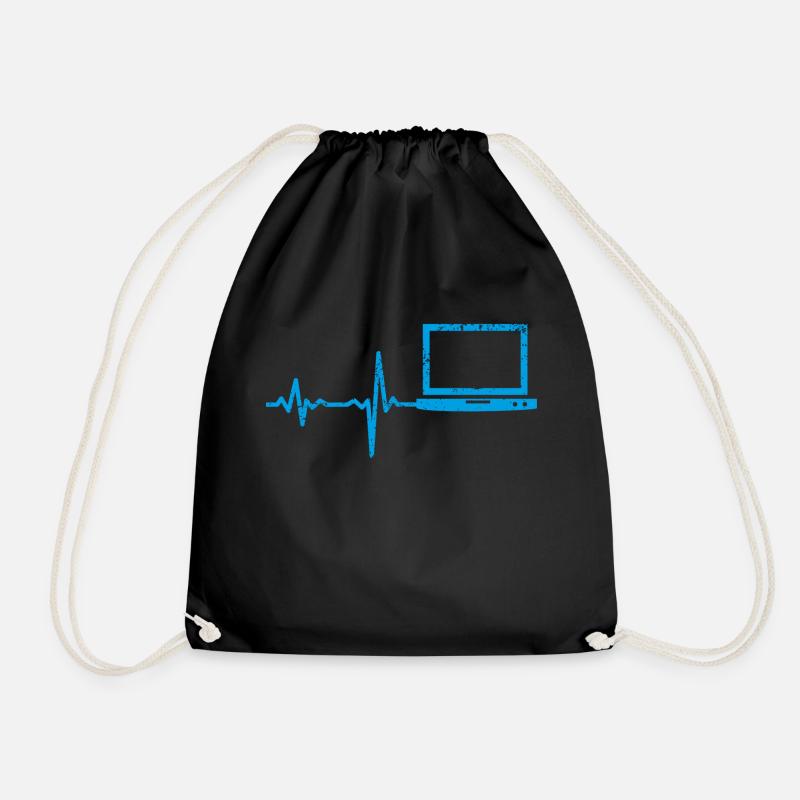 Geschenk Heartbeat Notebook PC - Turnbeutel - Schwarz